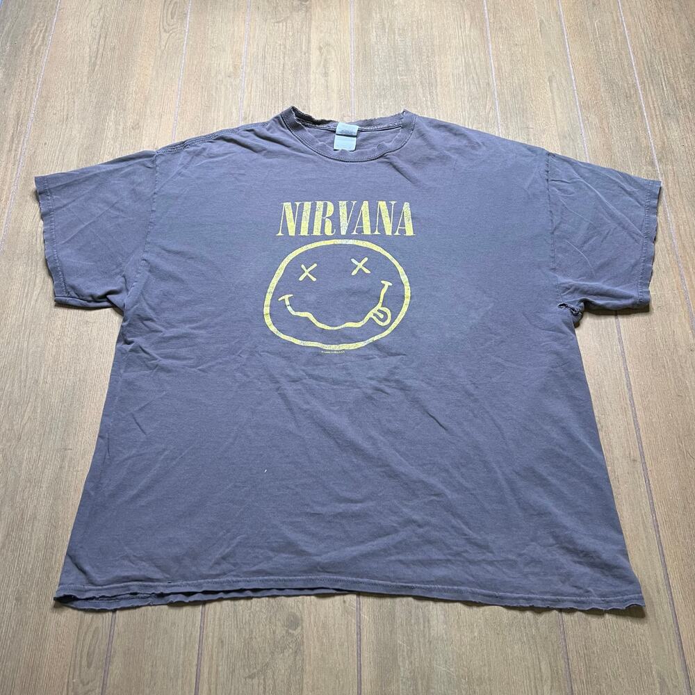 Nirvana Smiley Face Band T Shirt Men 2XL Distressed Rock Grunge Y2K Reprint 1992